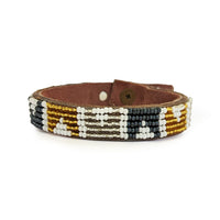 Arrows Metallic Beaded Leather Cuff