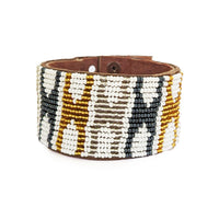 Arrows Metallic Beaded Leather Cuff