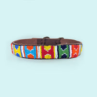 Arrows Multi Beaded Leather Dog Collar