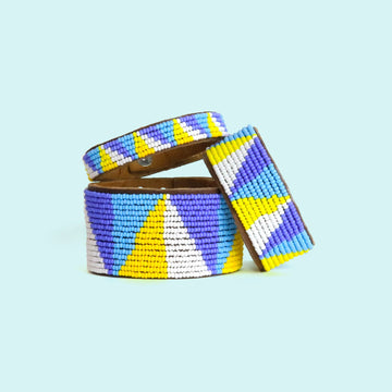 Small, medium and large Angles Summer Beaded Leather Cuff