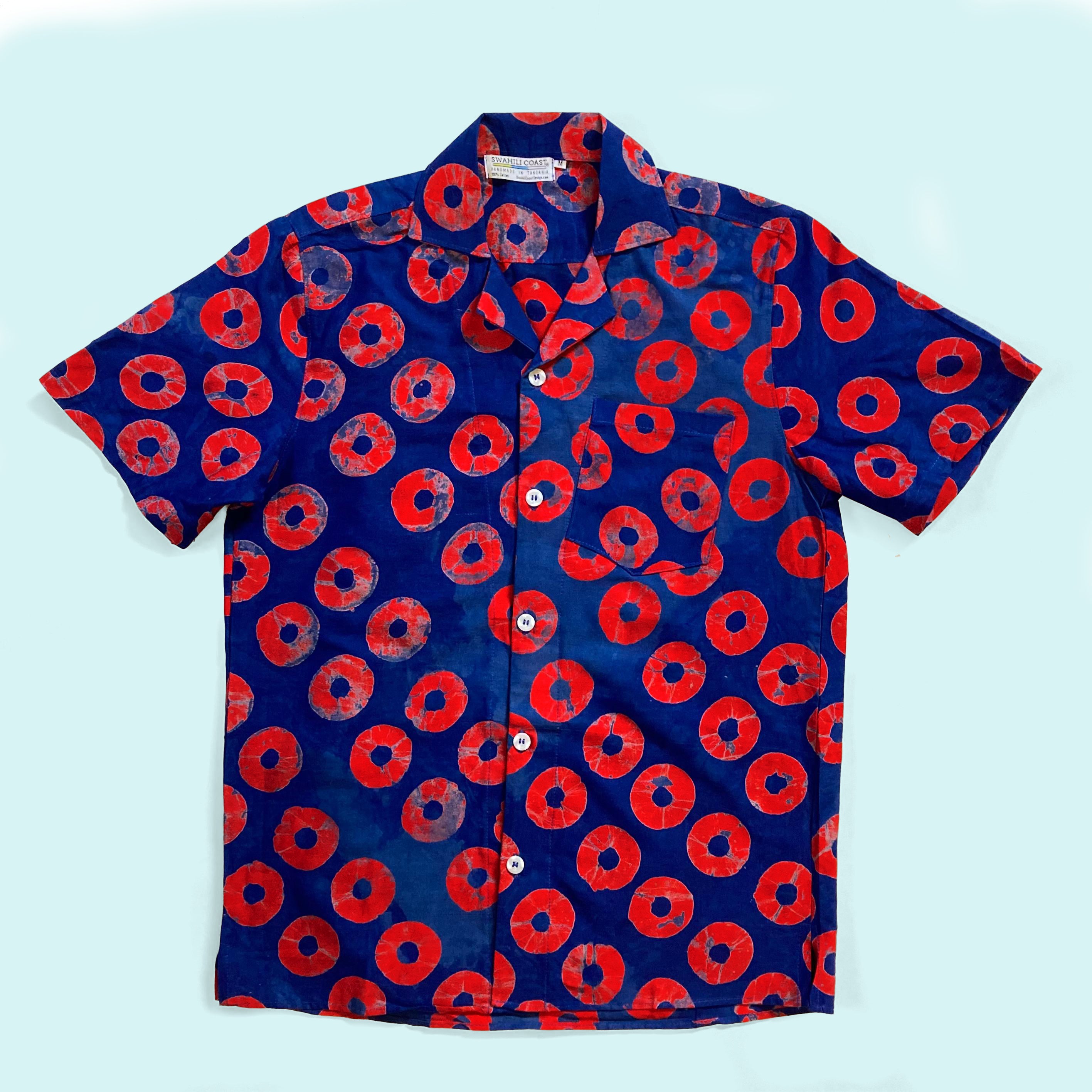 tent in swahili Deep Blue Camp Shirt with Red Donuts