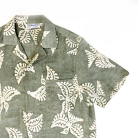 Olive Gray Camp Shirt with Roller Print