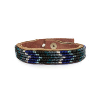 Deep Sea Chevron Beaded Leather Cuff