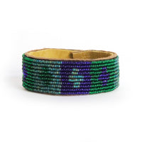 Medium Quilt Peacock Beaded Leather Cuff