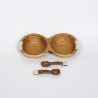 Double bowl with set of spoons