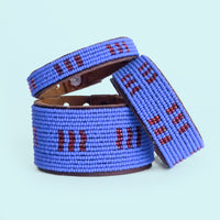 Group photo of large, medium and small Stitches Ocean and Coral Beaded Leather Cuff