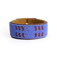 Medium Stitches Ocean and Coral Beaded Leather Cuff