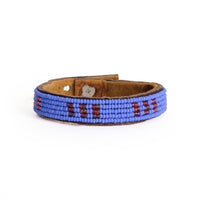 Small Stitches Ocean and Coral Beaded Leather Cuff