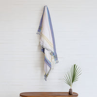 White with Navy Kenyan Beach Towel