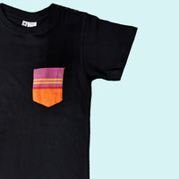 Kenyan Pocket Tee - Black with Orange Pocket