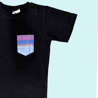 Kenyan Pocket Tee - Black with Purple Blue Pocket