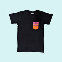Kenyan Pocket Tee - Black with Orange Pocket