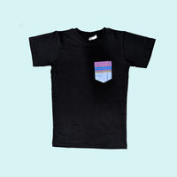 Kenyan Pocket Tee - Black with Purple Blue Pocket