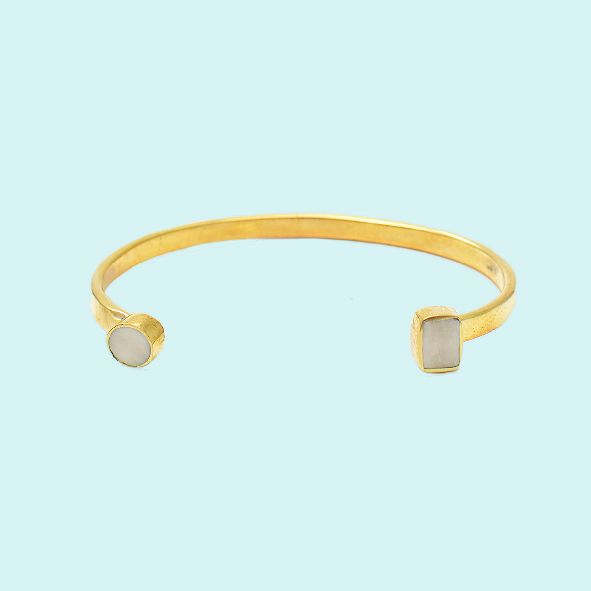 Geo Inlay Cuff Bracelet - Geometric Recycled Brass with Bone 