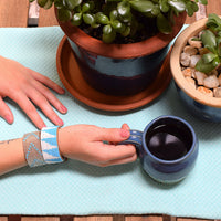 Chevron Summer Beaded Leather Cuff