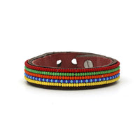 Stripes Multi Beaded Leather Cuff