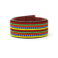 Stripes Multi Beaded Leather Cuff