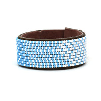 Ombre Light Blue and White Beaded Leather Cuff