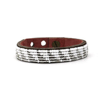 Tri Silver Beaded Leather Cuff