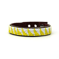Tri Yellow Beaded Leather Cuff