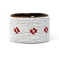 Diamond Red Beaded Leather Cuff