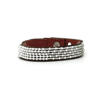 Ombre Silver and White Beaded Leather Cuff