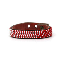 Ombre Red and White Beaded Leather Cuff