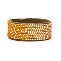 Ombre Orange Beaded Leather Cuff