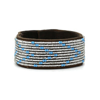 Chevron Summer Beaded Leather Cuff