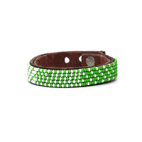 Ombre Green and White Beaded Leather Cuff