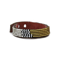 Atlas Metallic Beaded Leather Cuff - Narrow Width