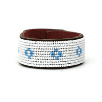 Diamond Light Blue Beaded Leather Cuff