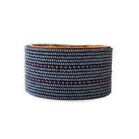 Dashes Garnet and Slate Beaded Leather Cuff