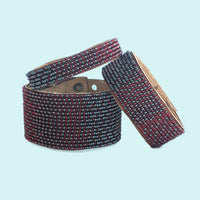 Ombre Garnet and Slate Beaded Leather Cuff