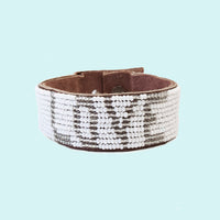 Love Beaded Leather Cuff - Silver