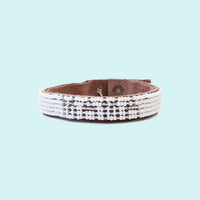 Mama Beaded Leather Cuff - Silver