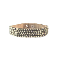 Ombre Rainbow and Pearl Beaded Leather Cuff