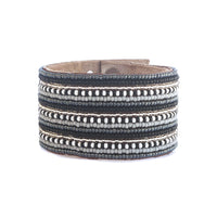 Stripes Twilight Beaded Leather Cuff