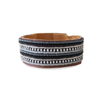 Stripes Twilight Beaded Leather Cuff