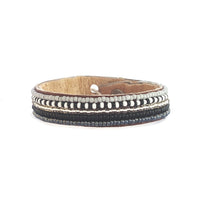 Stripes Twilight Beaded Leather Cuff