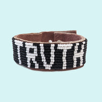 Truth Beaded Leather Cuff - Black