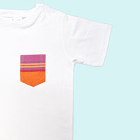 Kenyan Pocket Tee- White with Orange Pocket
