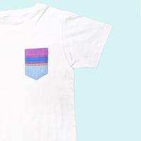Kenyan Pocket Tee - White with Purple Blue Pocket