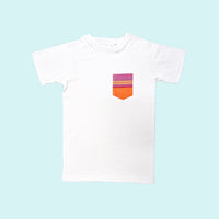 Kenyan Pocket Tee- White with Orange Pocket