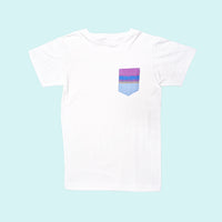 Kenyan Pocket Tee - White with Purple Blue Pocket