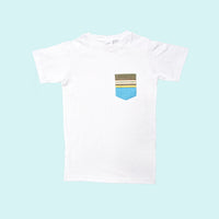 Kenyan Pocket Tee - White with Teal Pocket