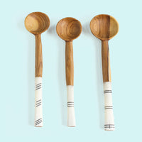 Set of white inlay spoons