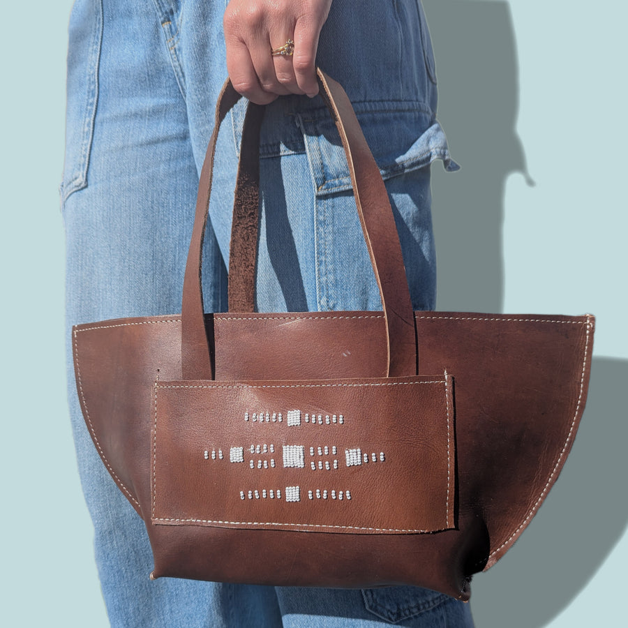 Woven Beaded Vase Tote