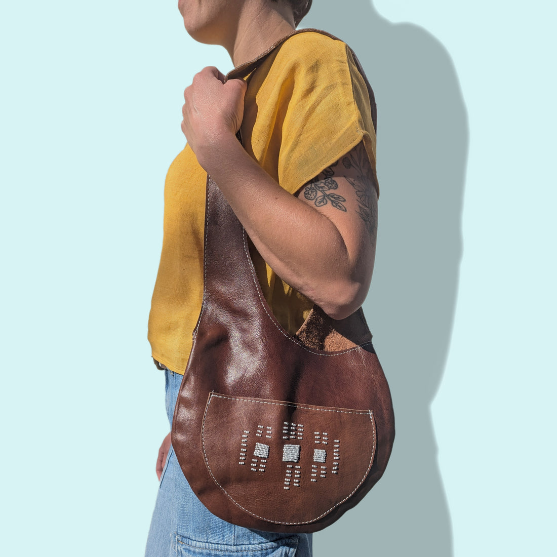 Woven Beaded Sling Bag