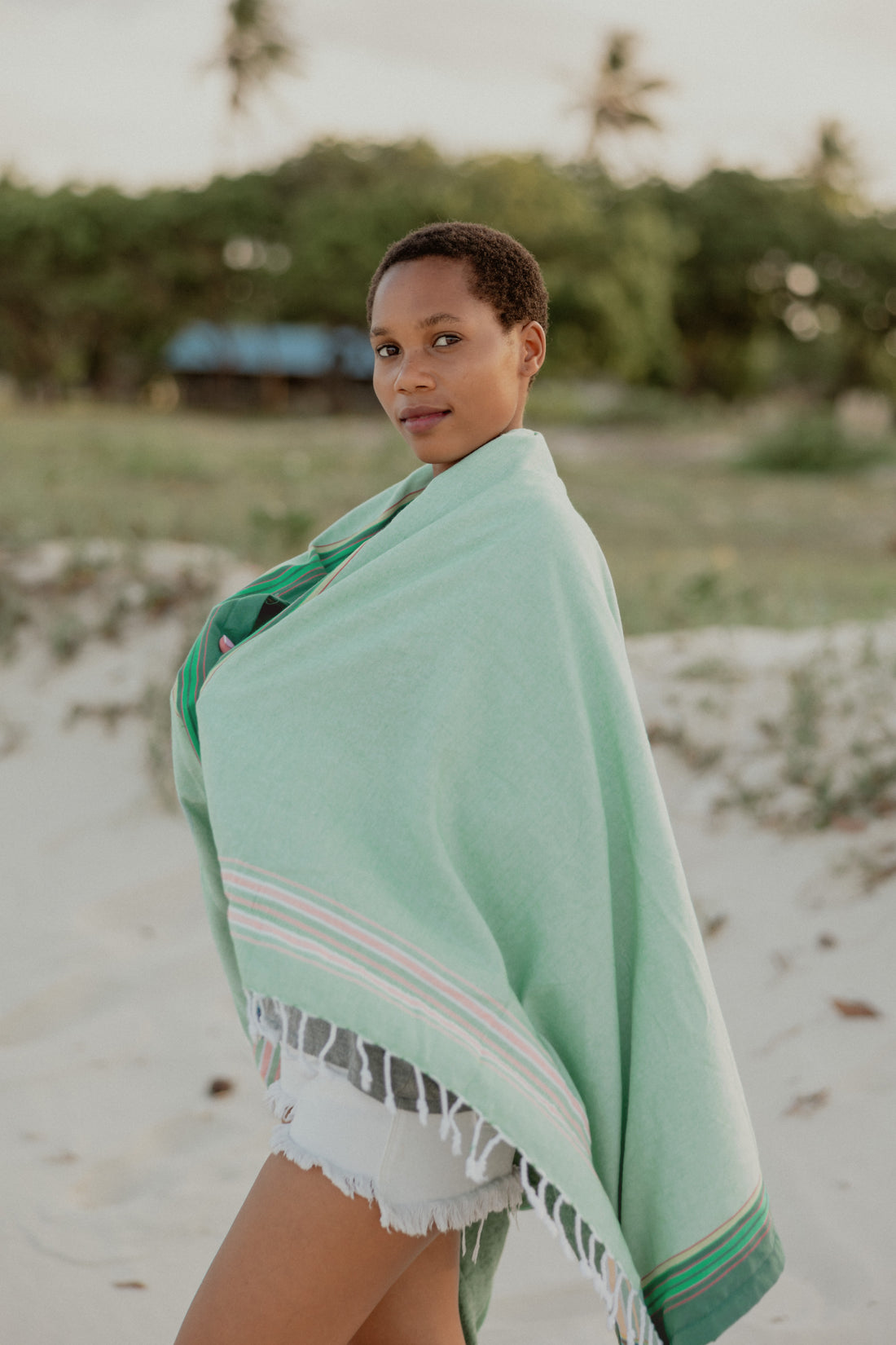 Soft Green Kenyan Beach Towel